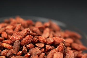 Dried goji berries on the table.