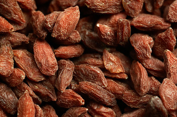 Dried goji berries on the table.
