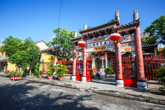 Pink Gate Of Temple In Hoi An, Vietnam