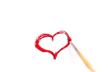 Heart painted with a brush and paints