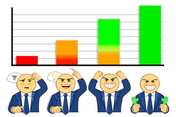 emotions of businessman when looking at graph