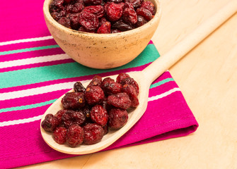 dried cranberries on canvas close up