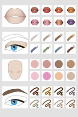 The palette of colors for make-up.