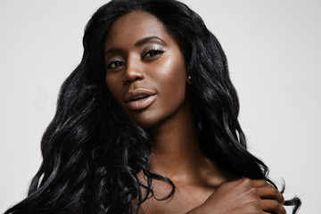 gorgeous black woman with a nude makeup