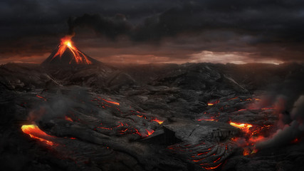 Volcanic landscape - obrazy, fototapety, plakaty
