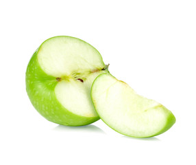 Green apple half on white background