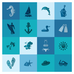 Summer and Beach Simple Flat Icons