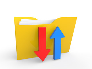 3d file folder with up and down arrows