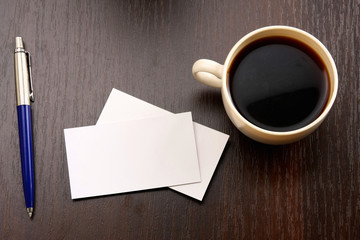 Obraz na płótnie Canvas coffee and business card 