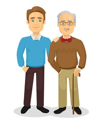 Fototapeta premium Father and son. Vector flat illustration