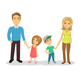 Vector family flat cartoon illustration