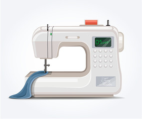 Sewing machine. Vector flat illustration