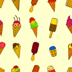 Seamless pattern with ice cream