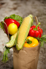 Vegetables organic bio food pepper corn salad