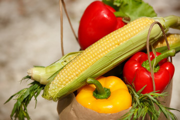 Vegetables organic bio food pepper corn salad