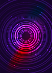 Abstract color glowing lines in dark space with stars and light