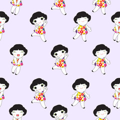 Obraz na płótnie Canvas Cute Girls Pattern illustration