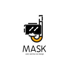 Color line icon for flat design. Mask and snorkel