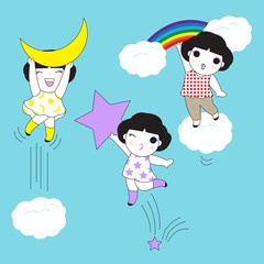 Dream Big And Jump High illustration set