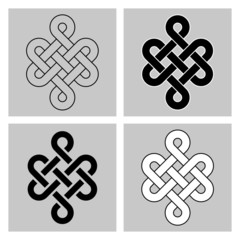 The Endless Knot. Sacred symbol of the rebirth's concatenation in the Buddhism. Stock vector, separated background.