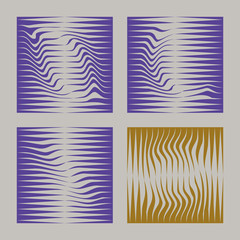 Wavy strips variations 1. Four designs for logo, t-shirt, bag, background, illustration etc. The components may be used separately. You can change the colors at will.