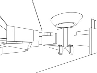 outline sketch of a interior