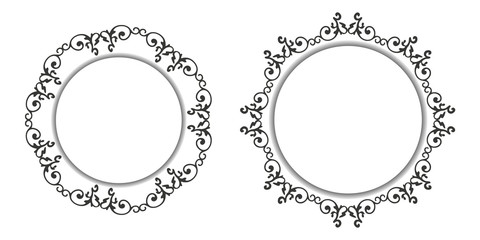 Vintage calligraphy decorative background, vector retro antique blank baroque border frame set