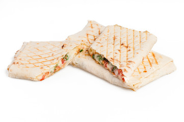 Pita sandwich with cheese and tomatoes