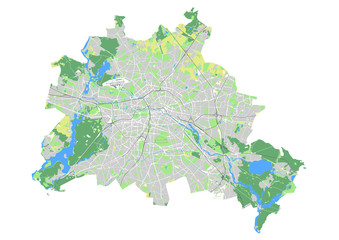 Karte von Berlin - Landnutzung; Maßstab ca. 1:135.000. Datenquelle: Amt für Statistik Berlin-Brandenburg, 2014 - obrazy, fototapety, plakaty
