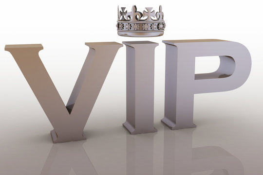 VIP abbreviation with a crown. 3D text.