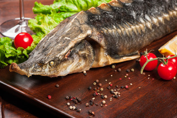 Roasted  sturgeon with white wine