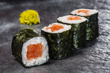 Maki rolls with smoked salmon