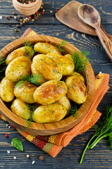 Young roasted potatoes