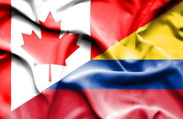 Waving flag of Columbia and Canada