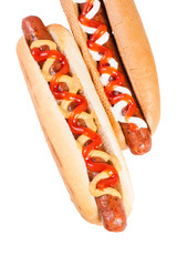 Hot dogs with mustard and ketchup