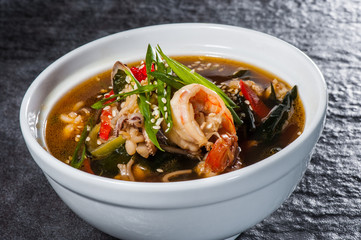 Japanese soup with seafood