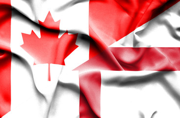 Waving flag of England and Canada
