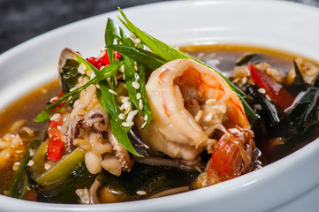 Japanese soup with seafood