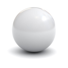 White sphere with shadow isolated over white background