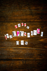 Happy Independence Day Letters cut out from the Magazine