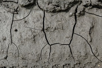 Damp cracked soil a background