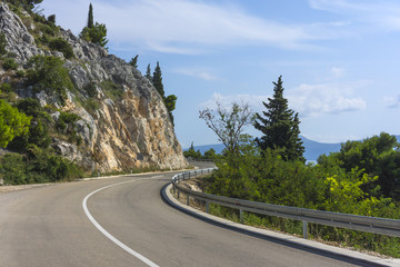 Adriatic Highway or Jadranska magistrala along the eastern coast of the Adriatic Sea near Makarska