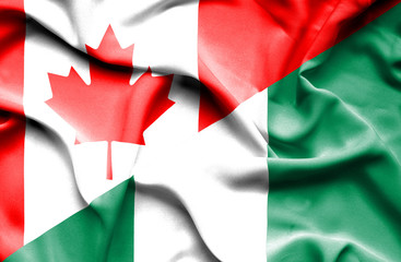 Obraz premium Waving flag of Nigeria and Canada