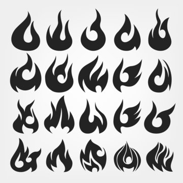 20 Fire Flames icon set