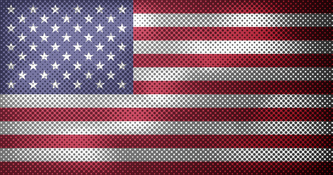 Flag of United States of America with overlay halftone dots effect