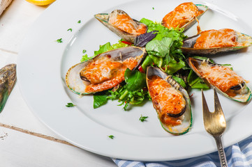 Mussels with parmesan