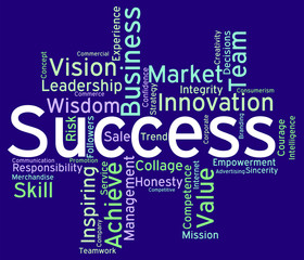 Success Words Represents Victor Succeed And Triumphant