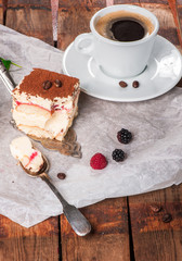 Tiramisu cake with fresh mint