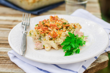 Tuna, Leek, Mornay and Orange Pasta Bake (Macaroni and Cheese)