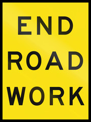 An Australian temporary roadwork sign: End Roadwork